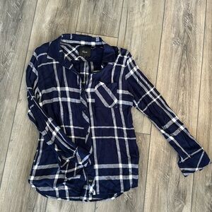 Rails button down, blue plaid, size medium